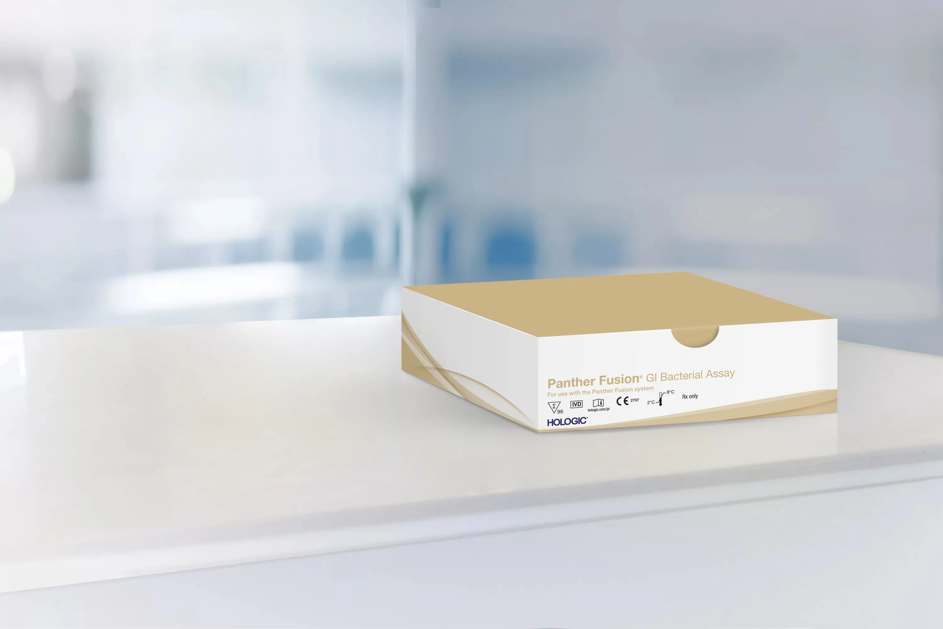 Assay Box on table in a lab setting.